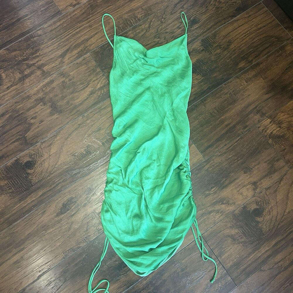 Intimately Free People Day to Night Adjustable Slip Dress Small Cowl Neck Green